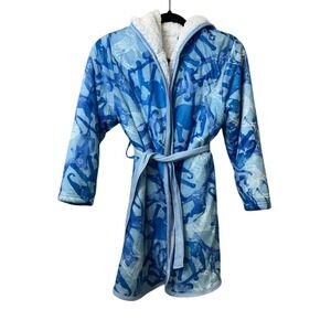 Woodrow & Friends Safari Animal Blue Faux Sherpa Lined Robe Youth Size 10/12 (M)